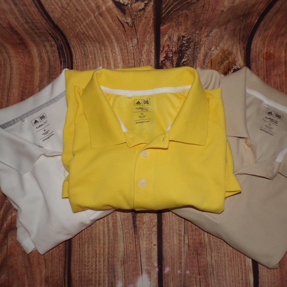 Adidas Polo Shirt Mens Size XL Climalite Short Sleeven Regular Fit Lot of 3